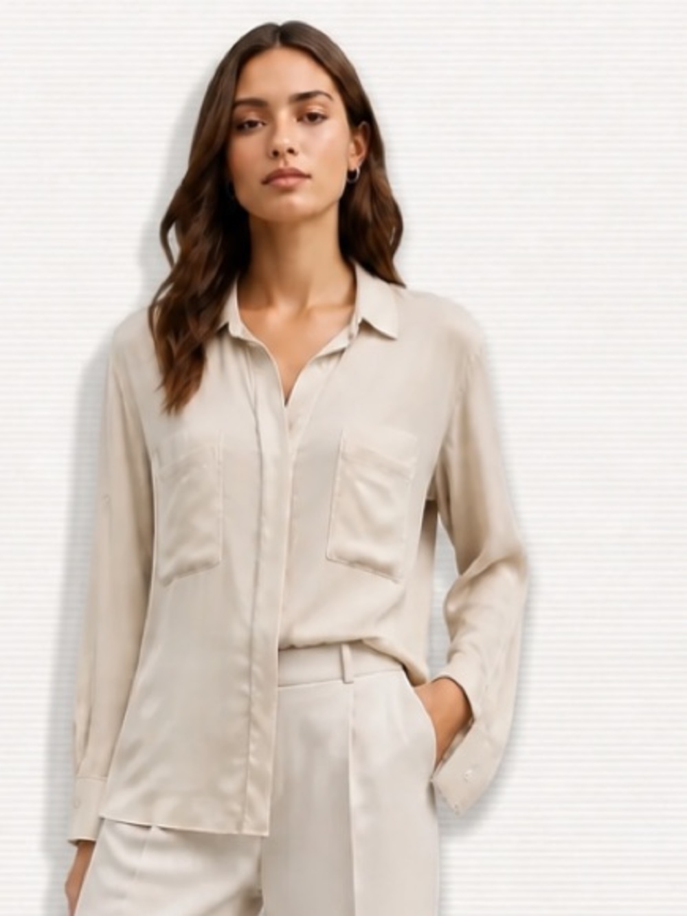 Anthropologie CLOTH & STONE Shirt Gray High Low Button Top Lightweight Medium